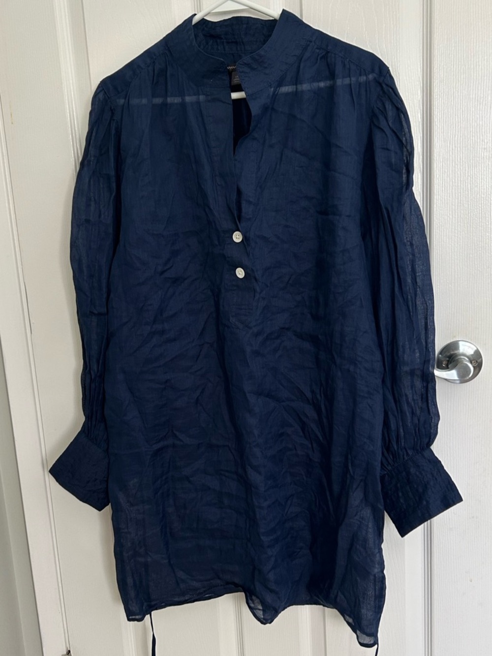 Banana Republic Ramie Popover Long-Sleeve Dress, Size Large. - Picture 2 of 6